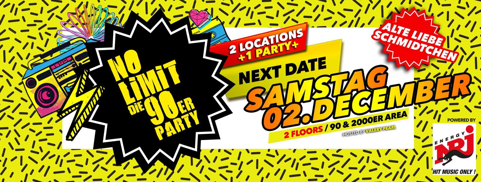 No Limit die 90er Party - das Original - präsentiert von ENERGY, SA 02.12.23