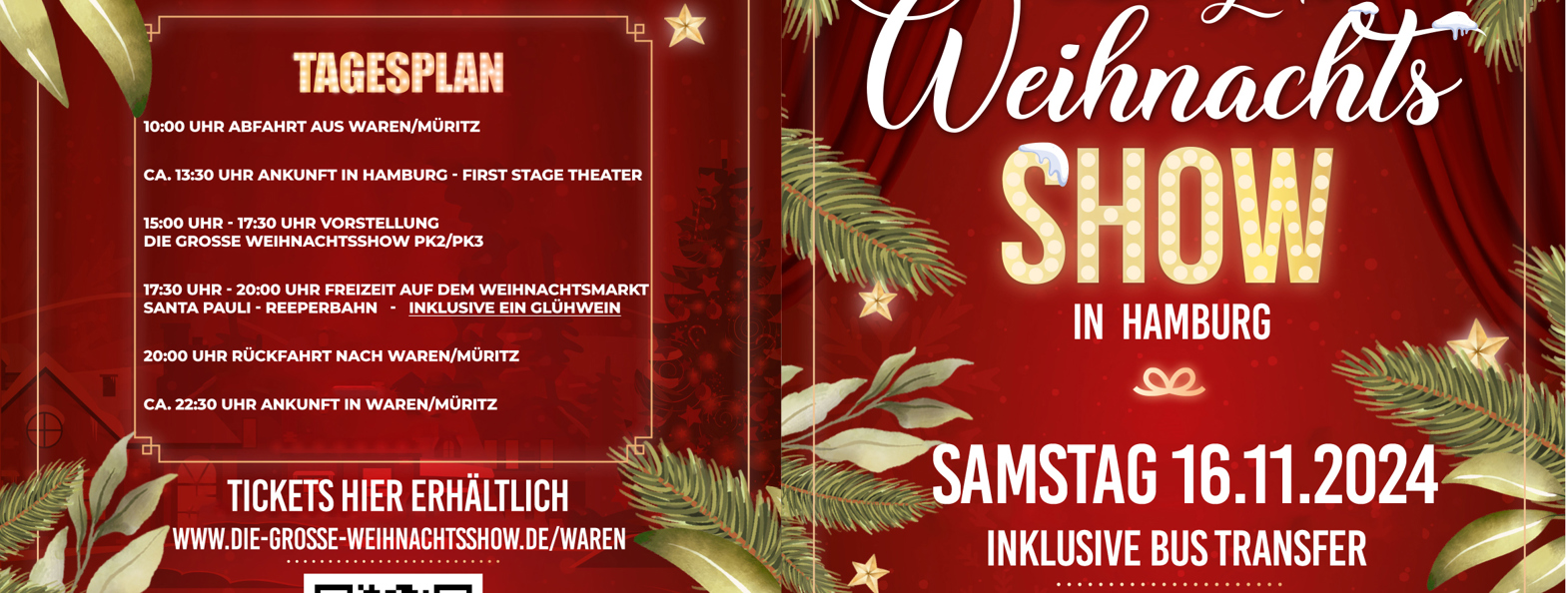 Die Große Weihnachtsshow 2024 - Waren-Hamburg-Waren - Samstag 16.11.2024